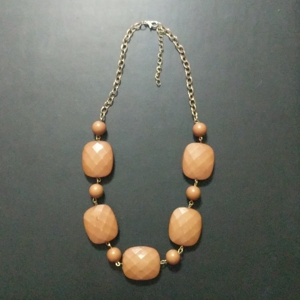 Brown Faceted Bead Statement Necklace